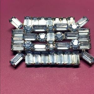 Art Deco Blue Rectangle stones Brooch